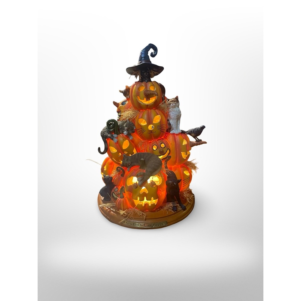 Vintage Halloween‎ Cat O Lantern lamp Bradford Exchange 13" Tall Halloween decor